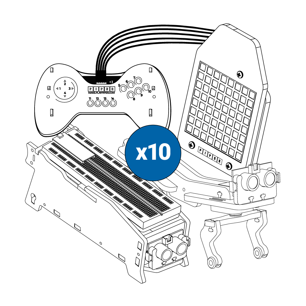 Piper Make Classroom Bundle #2 (10 Piper Make Base Stations, 10 Light Show, 10 Walker, 10 Controller, Spare Parts Kit 1, Spare Parts Kit 2)